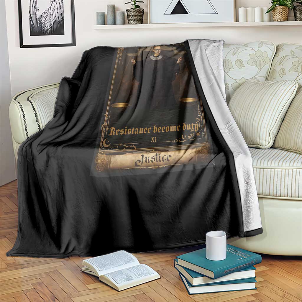 Tarot Card RBG Throw Blanket When Injustice Becomes Law Resistance Becomes Duty TS10 Print Your Wear