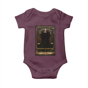 Tarot Card RBG Baby Onesie When Injustice Becomes Law Resistance Becomes Duty TS10 Maroon Print Your Wear