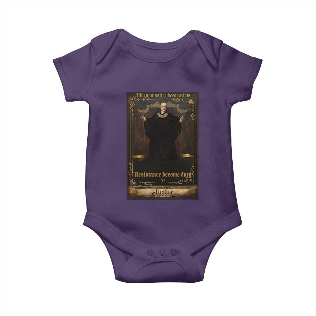 Tarot Card RBG Baby Onesie When Injustice Becomes Law Resistance Becomes Duty TS10 Purple Print Your Wear