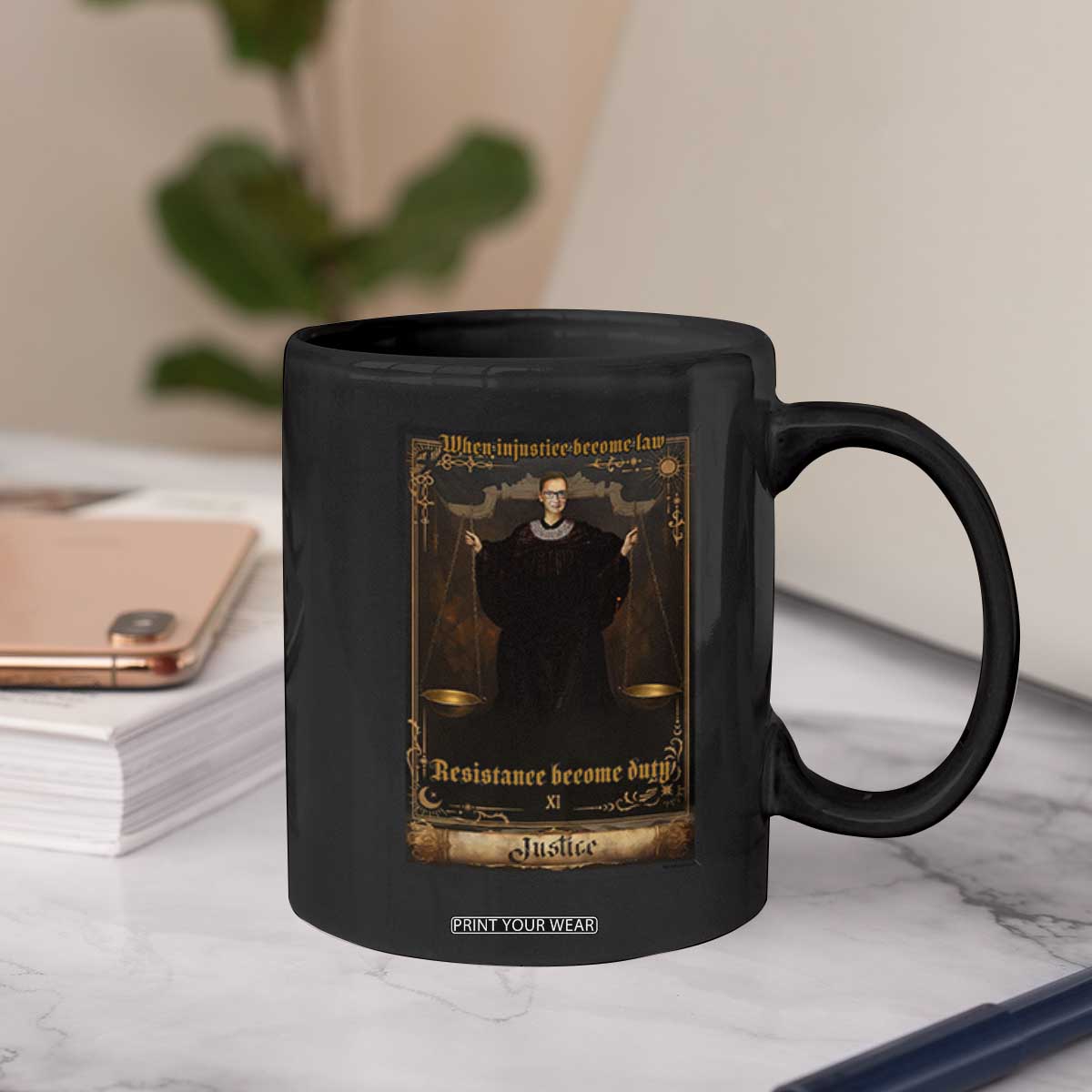 Tarot Card RBG Coffee Mug When Injustice Becomes Law Resistance Becomes Duty TS10 Print Your Wear