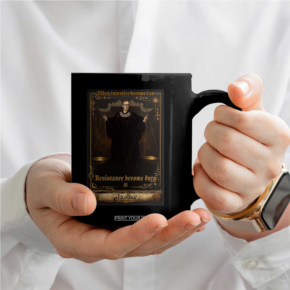 Tarot Card RBG Coffee Mug When Injustice Becomes Law Resistance Becomes Duty TS10 Print Your Wear