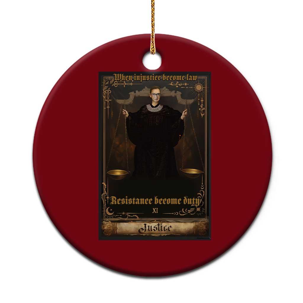 Tarot Card RBG Ceramic Ornament When Injustice Becomes Law Resistance Becomes Duty TS10 1pc Red Print Your Wear
