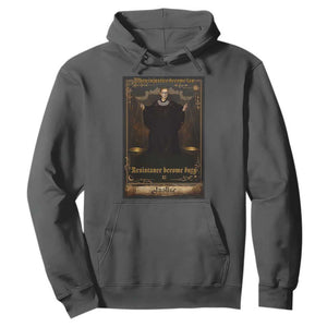 Tarot Card RBG Hoodie When Injustice Becomes Law Resistance Becomes Duty TS10 Dark Heather Print Your Wear
