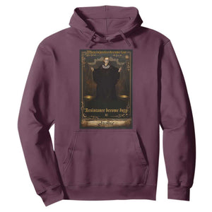 Tarot Card RBG Hoodie When Injustice Becomes Law Resistance Becomes Duty TS10 Maroon Print Your Wear