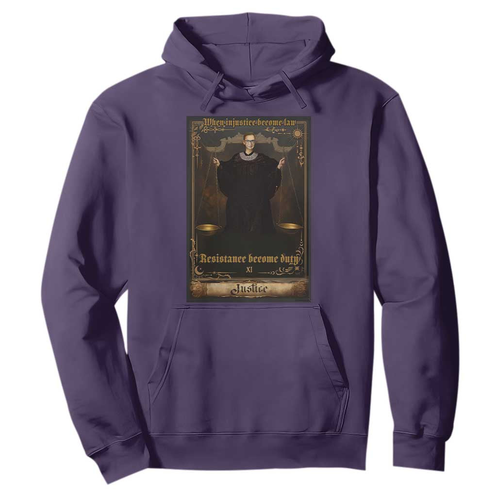 Tarot Card RBG Hoodie When Injustice Becomes Law Resistance Becomes Duty TS10 Purple Print Your Wear