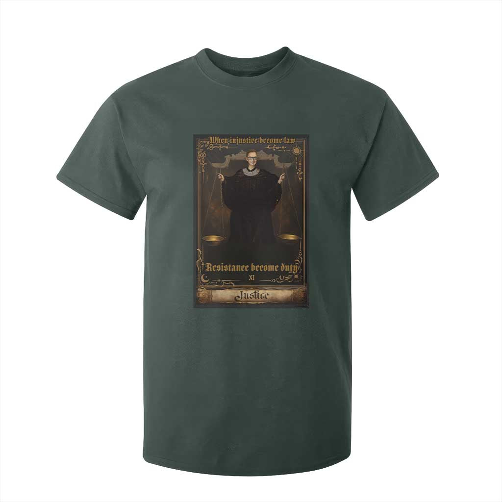 Tarot Card RBG T Shirt For Kid When Injustice Becomes Law Resistance Becomes Duty TS10 Dark Forest Green Print Your Wear