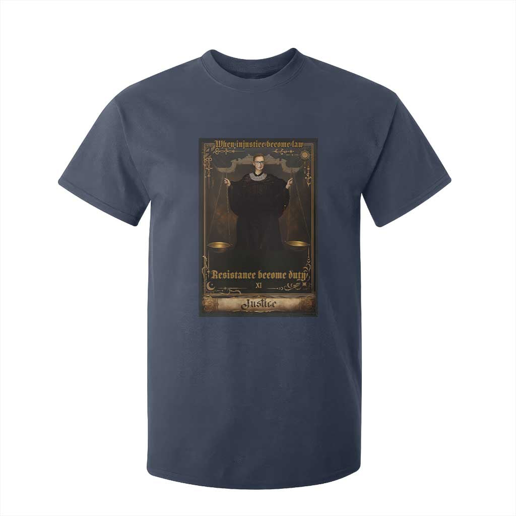 Tarot Card RBG T Shirt For Kid When Injustice Becomes Law Resistance Becomes Duty TS10 Navy Print Your Wear
