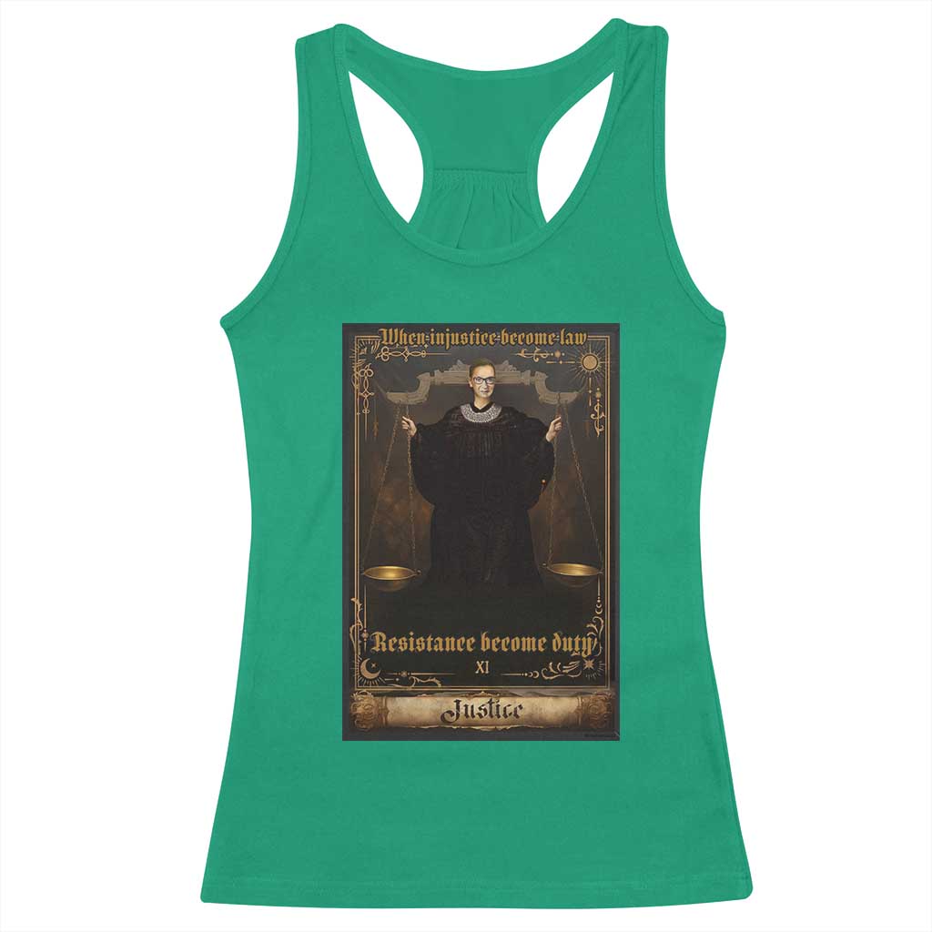 Tarot Card RBG Racerback Tank Top When Injustice Becomes Law Resistance Becomes Duty TS10 Irish Green Print Your Wear