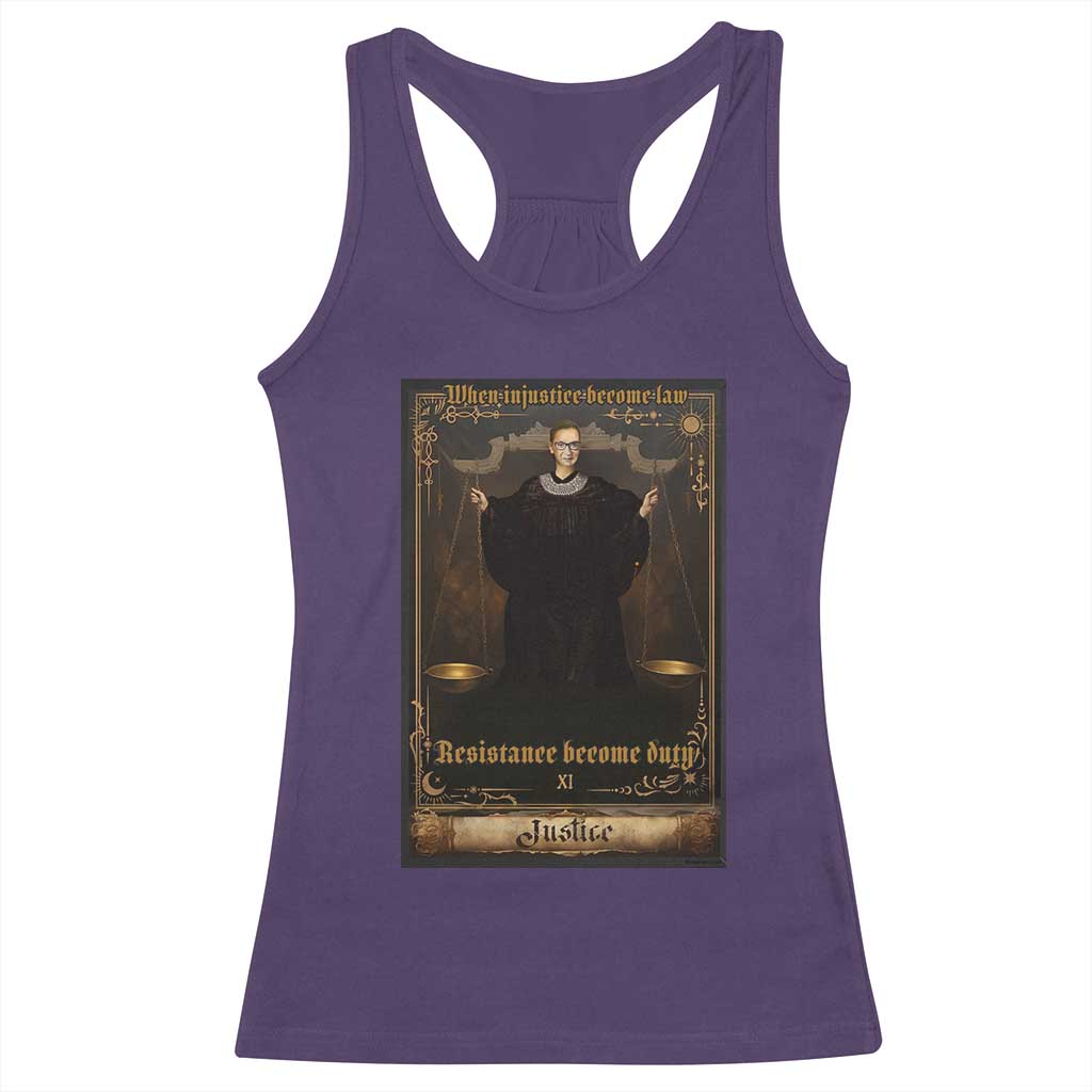 Tarot Card RBG Racerback Tank Top When Injustice Becomes Law Resistance Becomes Duty TS10 Purple Print Your Wear