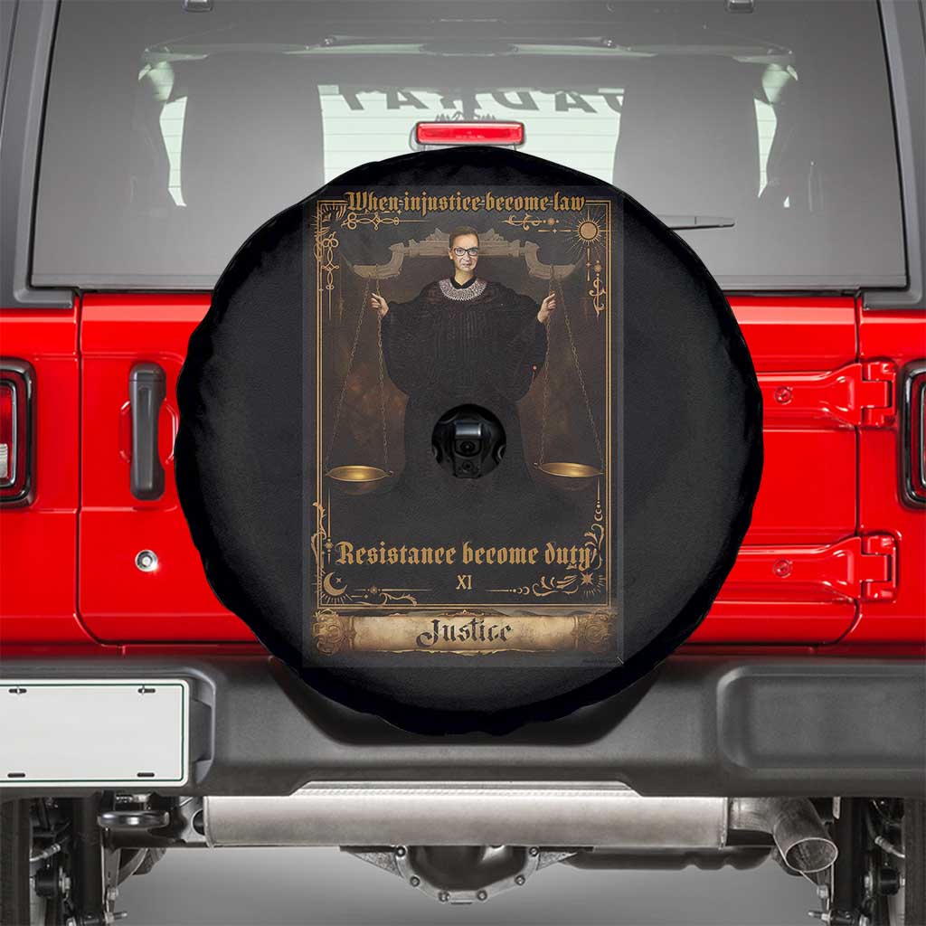 Tarot Card RBG Spare Tire Cover When Injustice Becomes Law Resistance Becomes Duty TS10 Black Print Your Wear