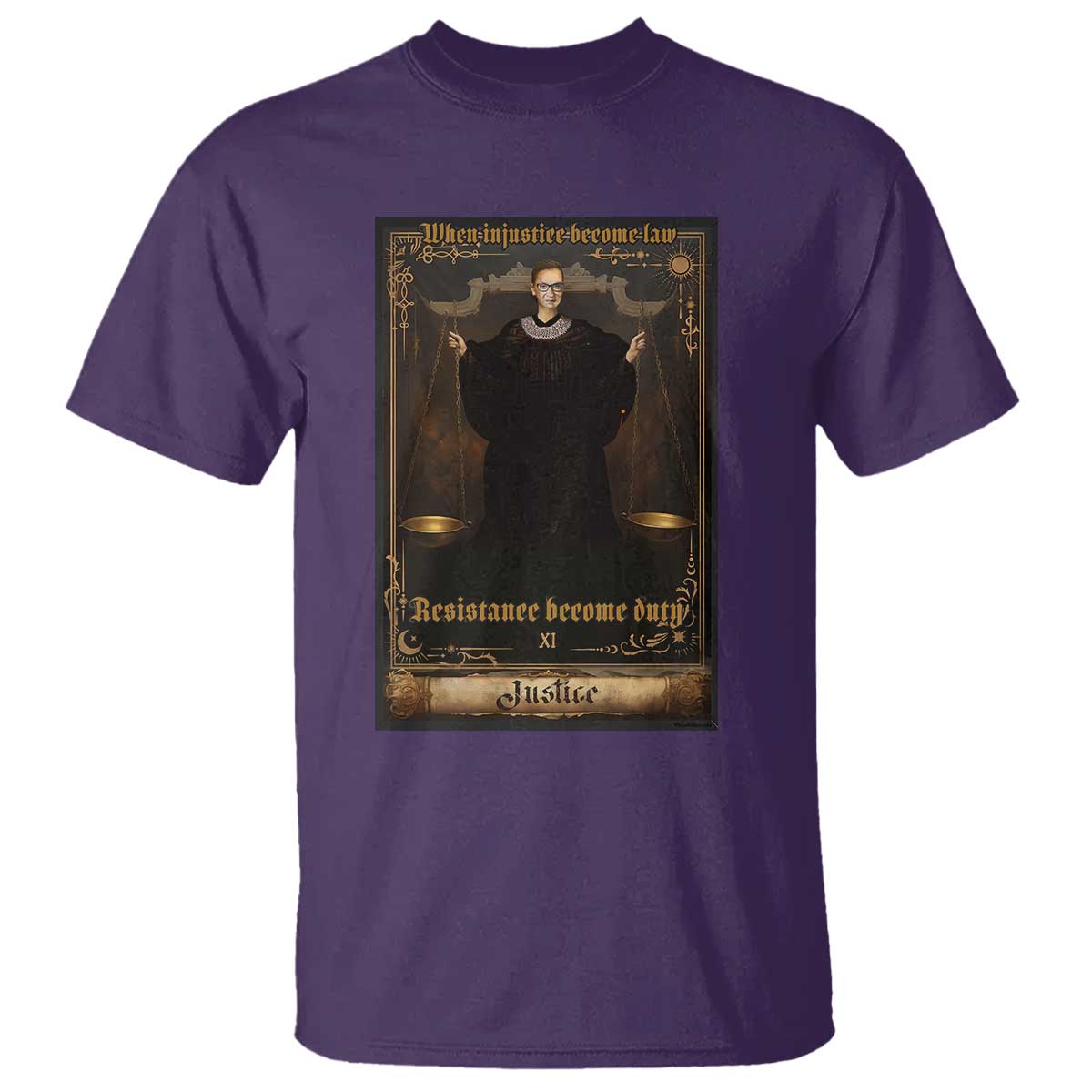 Tarot Card RBG T Shirt When Injustice Becomes Law Resistance Becomes Duty TS10 Purple Print Your Wear