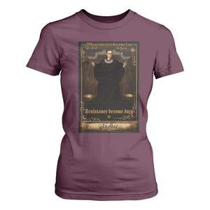 Tarot Card RBG T Shirt For Women When Injustice Becomes Law Resistance Becomes Duty TS10 Maroon Print Your Wear