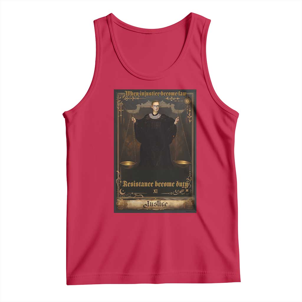 Tarot Card RBG Tank Top When Injustice Becomes Law Resistance Becomes Duty TS10 Red Print Your Wear