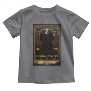 Tarot Card RBG Toddler T Shirt When Injustice Becomes Law Resistance Becomes Duty TS10 Charcoal Print Your Wear