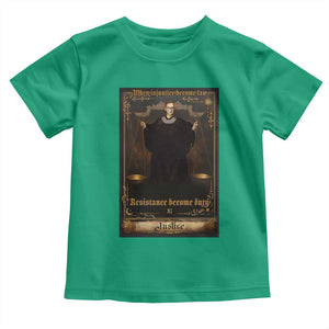 Tarot Card RBG Toddler T Shirt When Injustice Becomes Law Resistance Becomes Duty TS10 Irish Green Print Your Wear