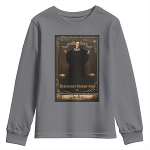 Tarot Card RBG Youth Sweatshirt When Injustice Becomes Law Resistance Becomes Duty TS10 Charcoal Print Your Wear