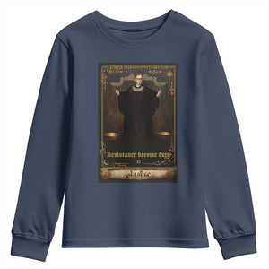 Tarot Card RBG Youth Sweatshirt When Injustice Becomes Law Resistance Becomes Duty TS10 Navy Print Your Wear
