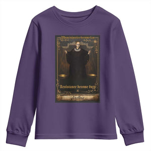 Tarot Card RBG Youth Sweatshirt When Injustice Becomes Law Resistance Becomes Duty TS10 Purple Print Your Wear
