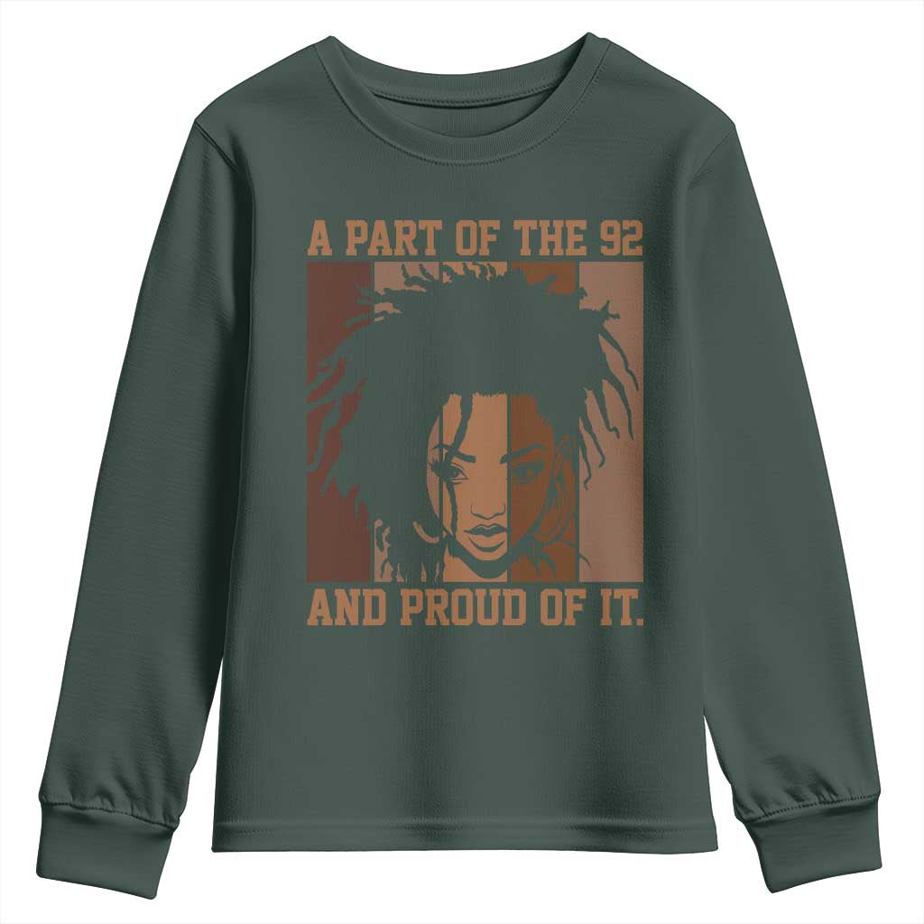 92 Percent Black Woman Power Youth Sweatshirt A Part Of The 92% And Proud Of It TS10 Dark Forest Green Print Your Wear