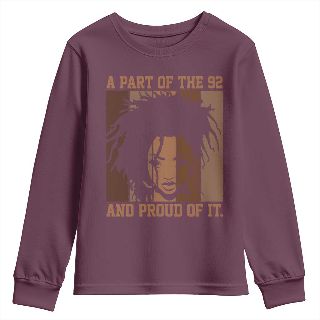 92 Percent Black Woman Power Youth Sweatshirt A Part Of The 92% And Proud Of It TS10 Maroon Print Your Wear