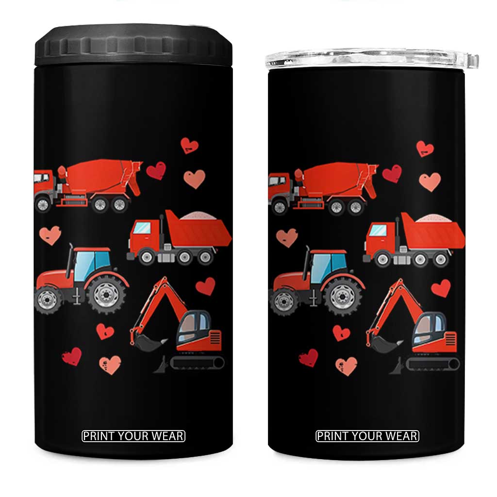 Excavator Construction 4 in 1 Can Cooler Tumbler Car Tractor Truck Lovers TS10 One Size: 16 oz Black Print Your Wear