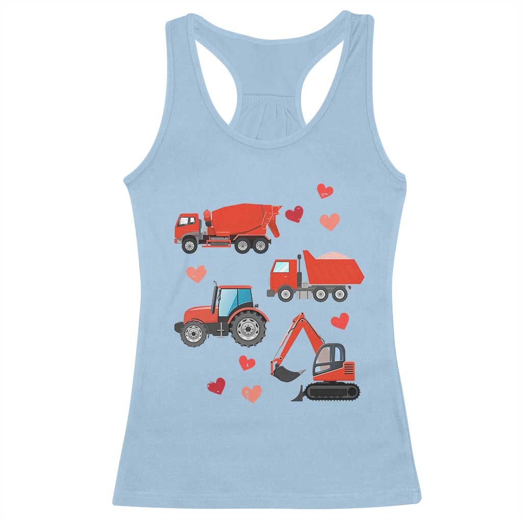 Excavator Construction Racerback Tank Top Car Tractor Truck Lovers TS10 Light Blue Print Your Wear