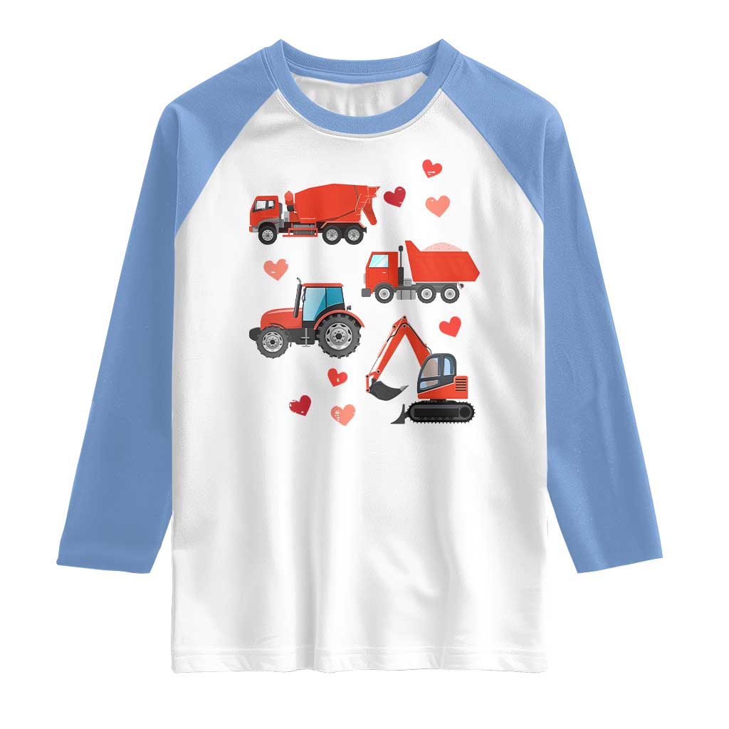 Excavator Construction Raglan Shirt Car Tractor Truck Lovers TS10 White Carolina Blue Print Your Wear