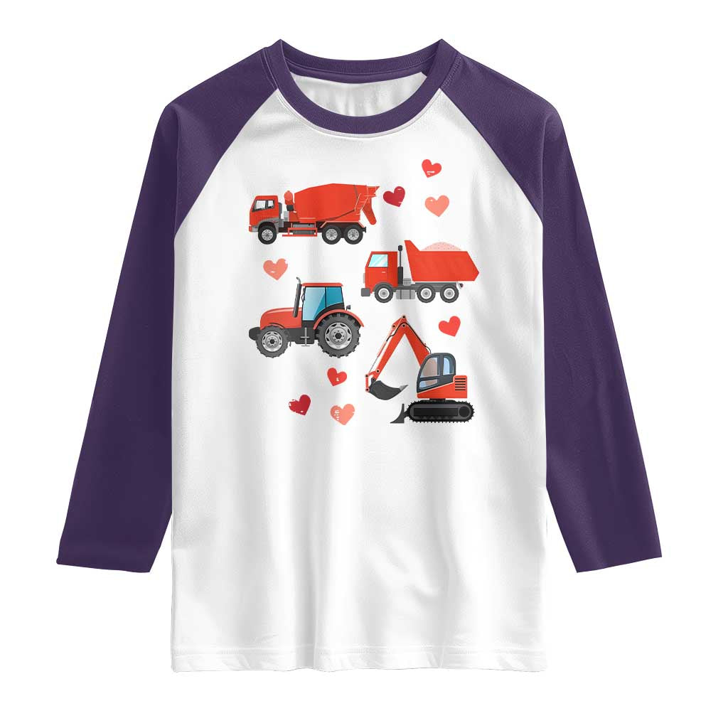 Excavator Construction Raglan Shirt Car Tractor Truck Lovers TS10 White Purple Print Your Wear