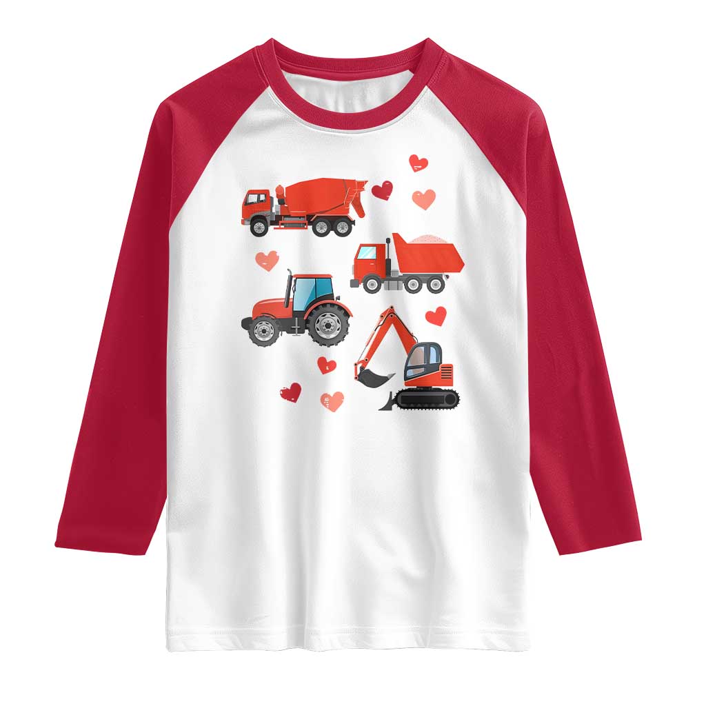 Excavator Construction Raglan Shirt Car Tractor Truck Lovers TS10 White Red Print Your Wear