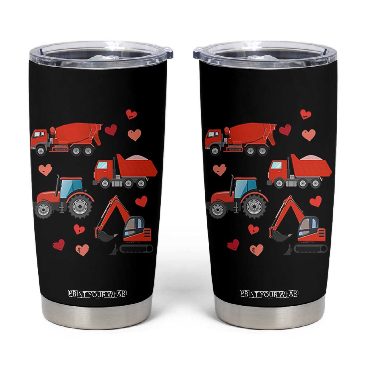 Excavator Construction Tumbler Cup Car Tractor Truck Lovers TS10 Black Print Your Wear