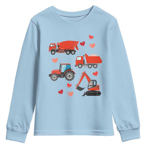 Excavator Construction Youth Sweatshirt Car Tractor Truck Lovers TS10 Light Blue Print Your Wear