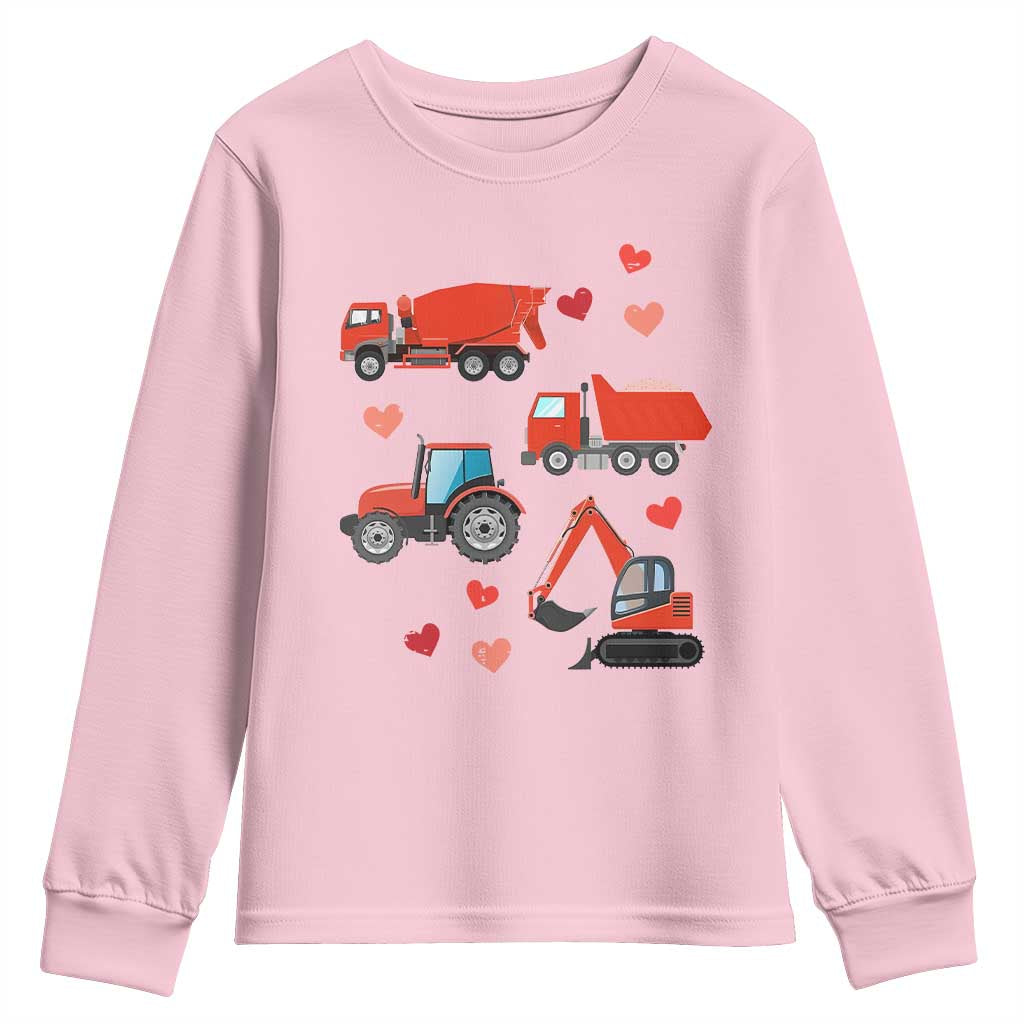 Excavator Construction Youth Sweatshirt Car Tractor Truck Lovers TS10 Light Pink Print Your Wear