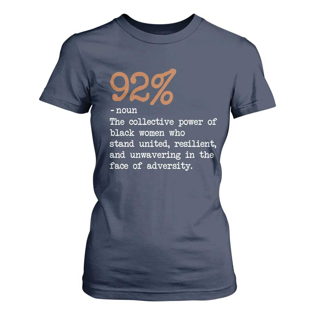 92 Percent Black Woman Power T Shirt For Women The 92% African American Melanin Girls TS10 Navy Print Your Wear