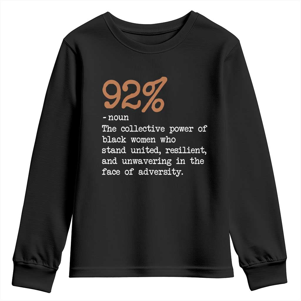 92 Percent Black Woman Power Youth Sweatshirt The 92% African American Melanin Girls TS10 Black Print Your Wear