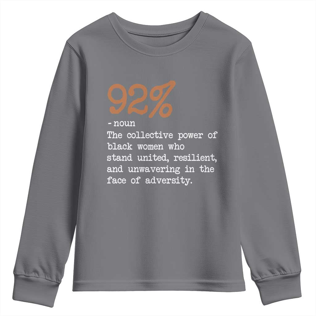 92 Percent Black Woman Power Youth Sweatshirt The 92% African American Melanin Girls TS10 Charcoal Print Your Wear