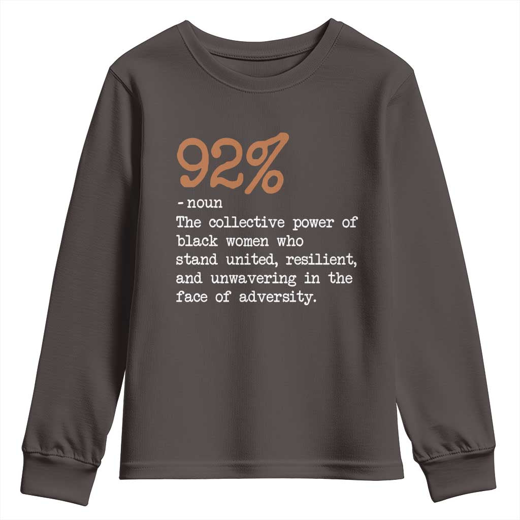 92 Percent Black Woman Power Youth Sweatshirt The 92% African American Melanin Girls TS10 Dark Chocolate Print Your Wear