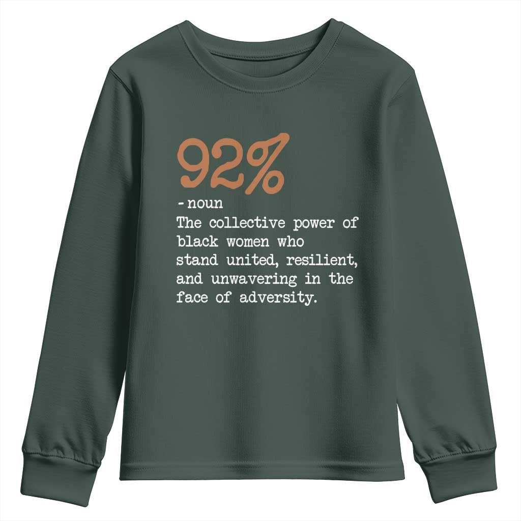 92 Percent Black Woman Power Youth Sweatshirt The 92% African American Melanin Girls TS10 Dark Forest Green Print Your Wear