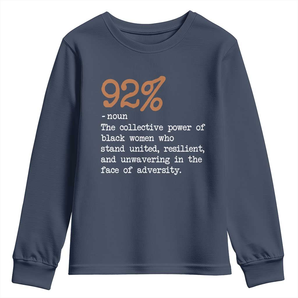 92 Percent Black Woman Power Youth Sweatshirt The 92% African American Melanin Girls TS10 Navy Print Your Wear