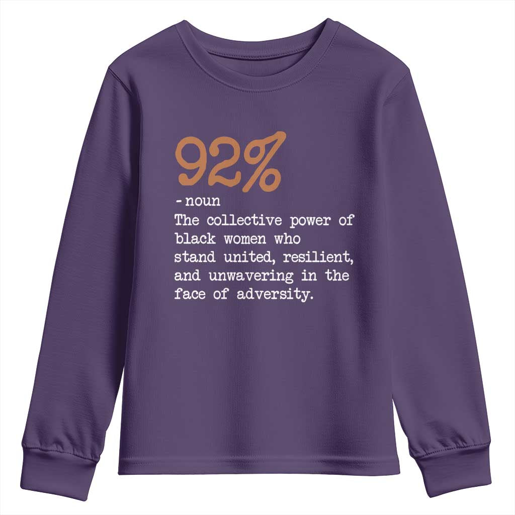 92 Percent Black Woman Power Youth Sweatshirt The 92% African American Melanin Girls TS10 Purple Print Your Wear