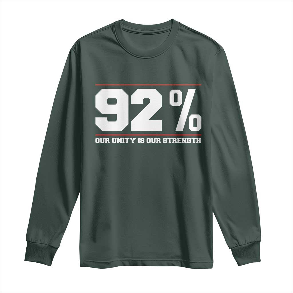 92 Percent Black Woman Power Long Sleeve Shirt 92% Our Unity Is Our Strength TS10 Dark Forest Green Print Your Wear