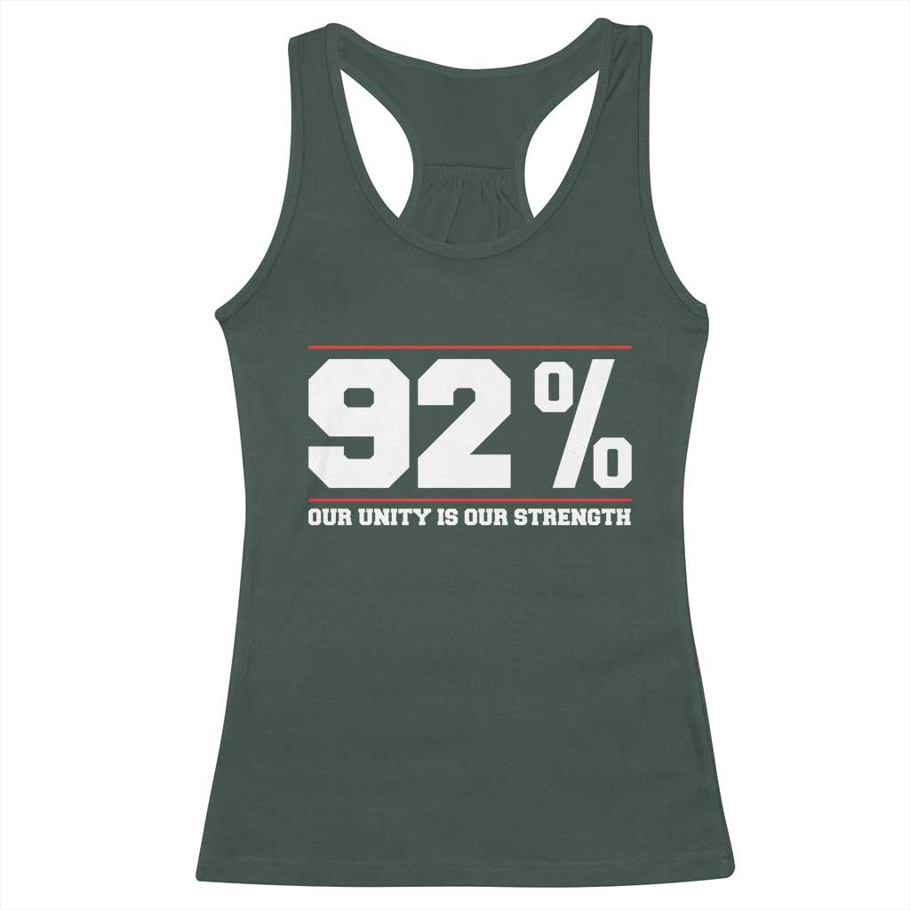 92 Percent Black Woman Power Racerback Tank Top 92% Our Unity Is Our Strength TS10 Dark Forest Green Print Your Wear