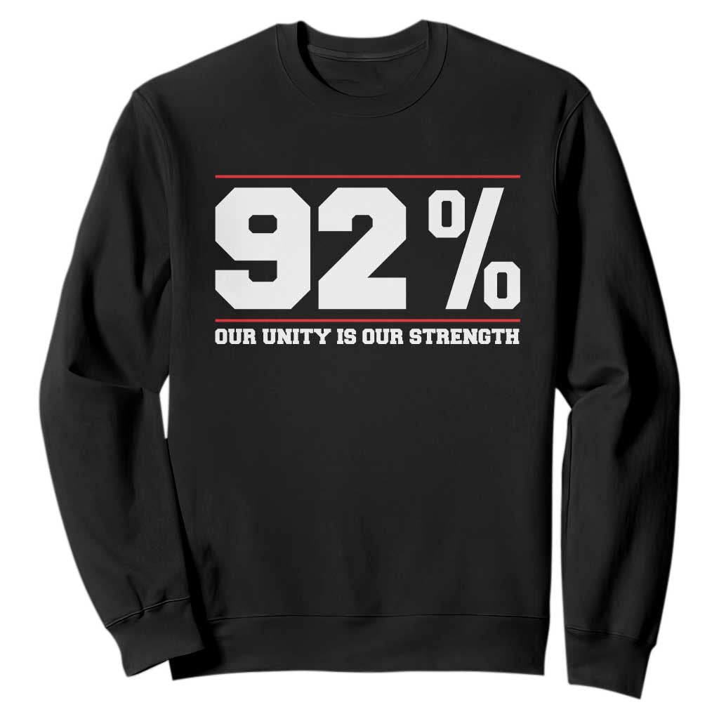 92 Percent Black Woman Power Sweatshirt 92% Our Unity Is Our Strength TS10 Black Print Your Wear