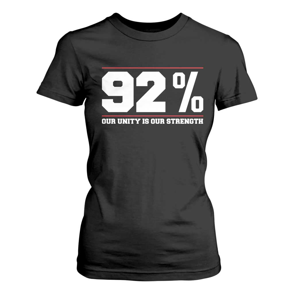 92 Percent Black Woman Power T Shirt For Women 92% Our Unity Is Our Strength TS10 Black Print Your Wear