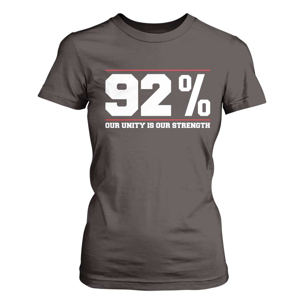 92 Percent Black Woman Power T Shirt For Women 92% Our Unity Is Our Strength TS10 Dark Chocolate Print Your Wear
