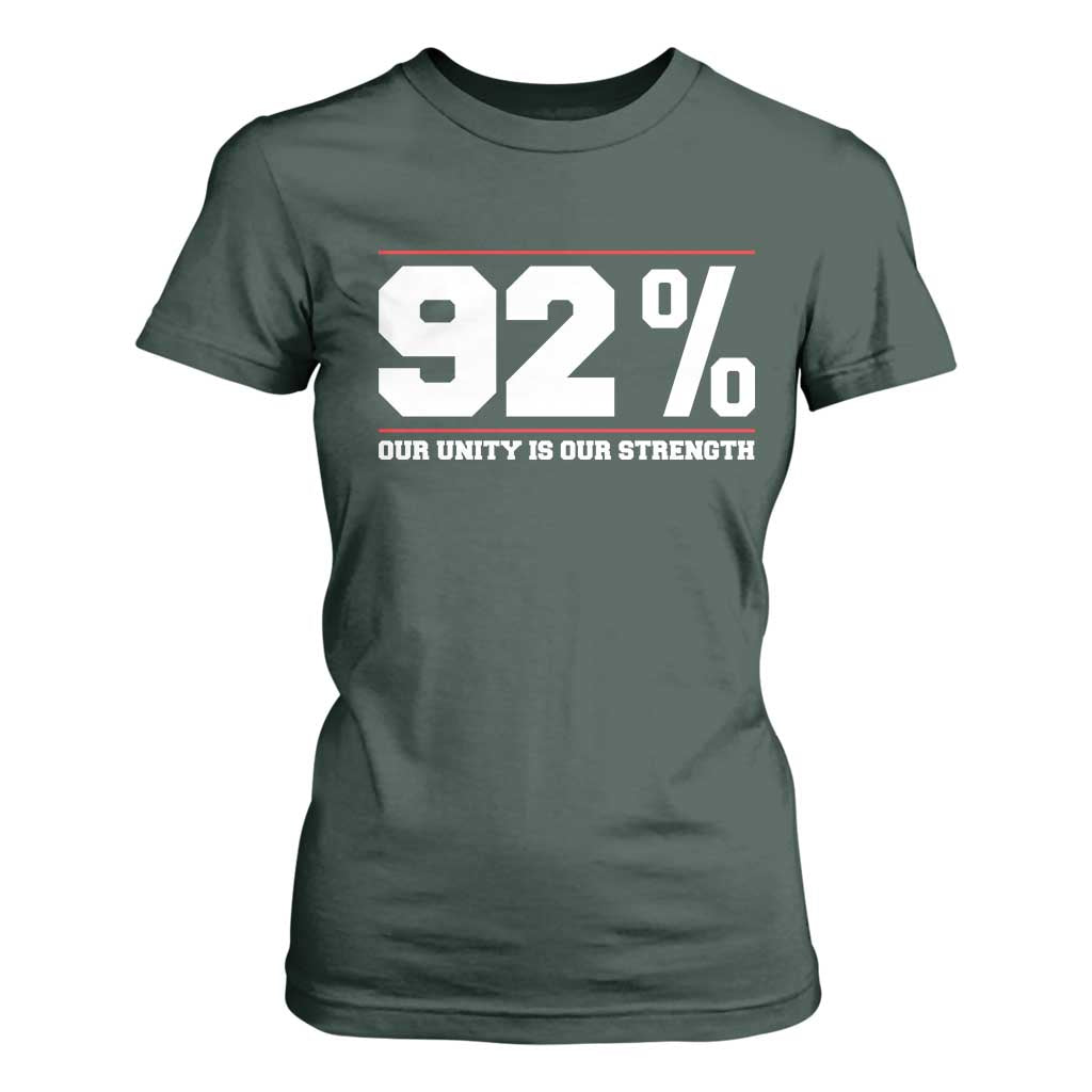 92 Percent Black Woman Power T Shirt For Women 92% Our Unity Is Our Strength TS10 Dark Forest Green Print Your Wear