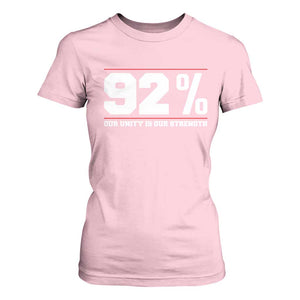 92 Percent Black Woman Power T Shirt For Women 92% Our Unity Is Our Strength TS10 Light Pink Print Your Wear
