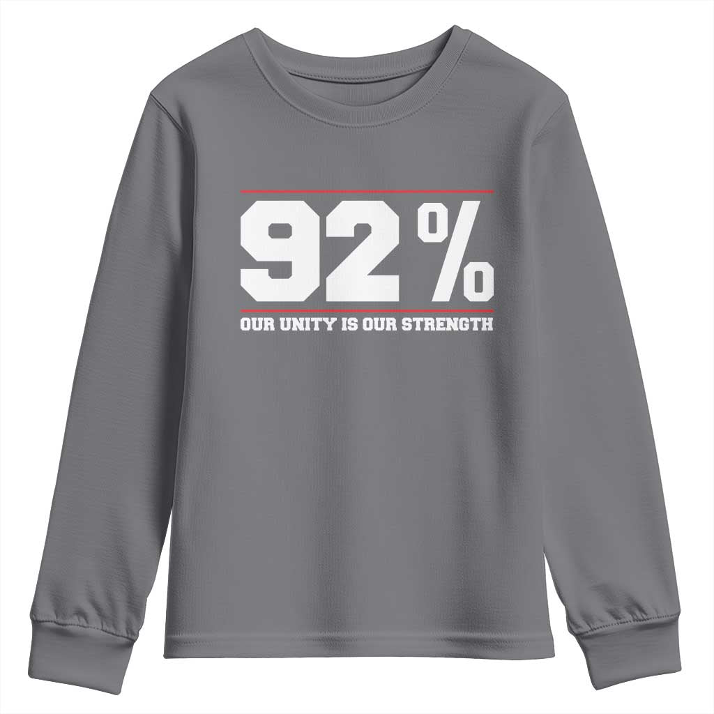 92 Percent Black Woman Power Youth Sweatshirt 92% Our Unity Is Our Strength TS10 Charcoal Print Your Wear