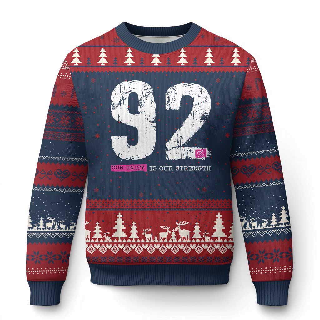 The 92% Black Women Power Ugly Christmas Sweater Black History Month TS10 Navy Red Print Your Wear