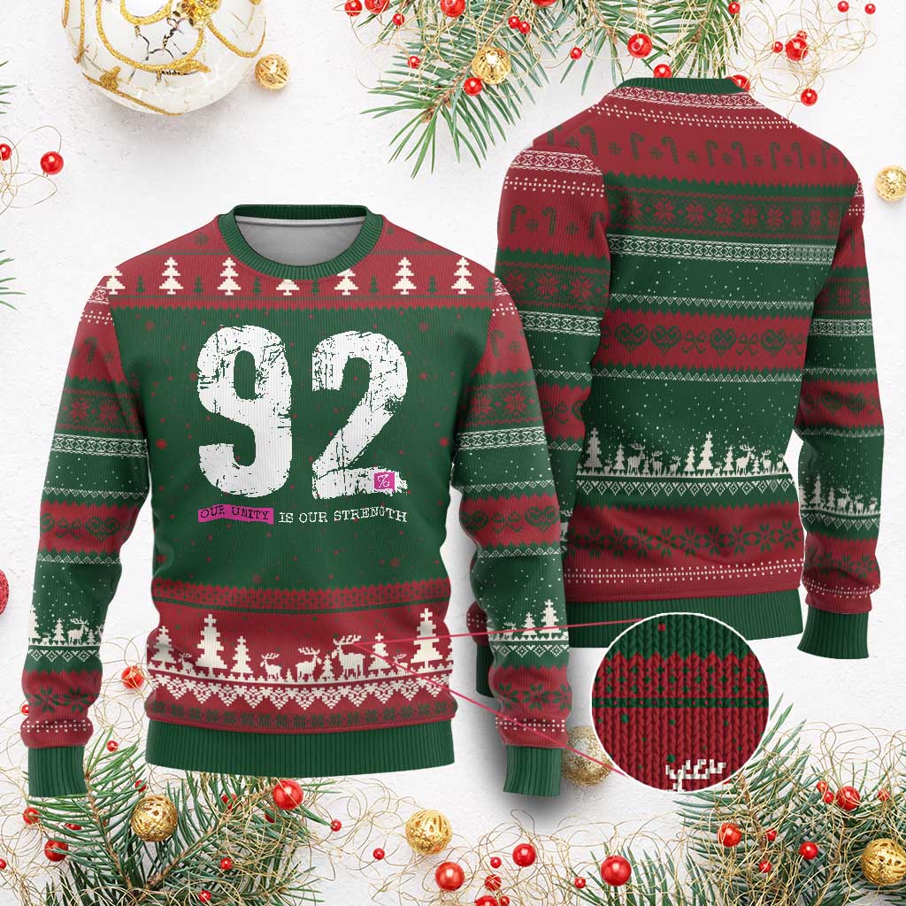 The 92% Black Women Power Ugly Christmas Sweater Black History Month TS10 Red Green Print Your Wear