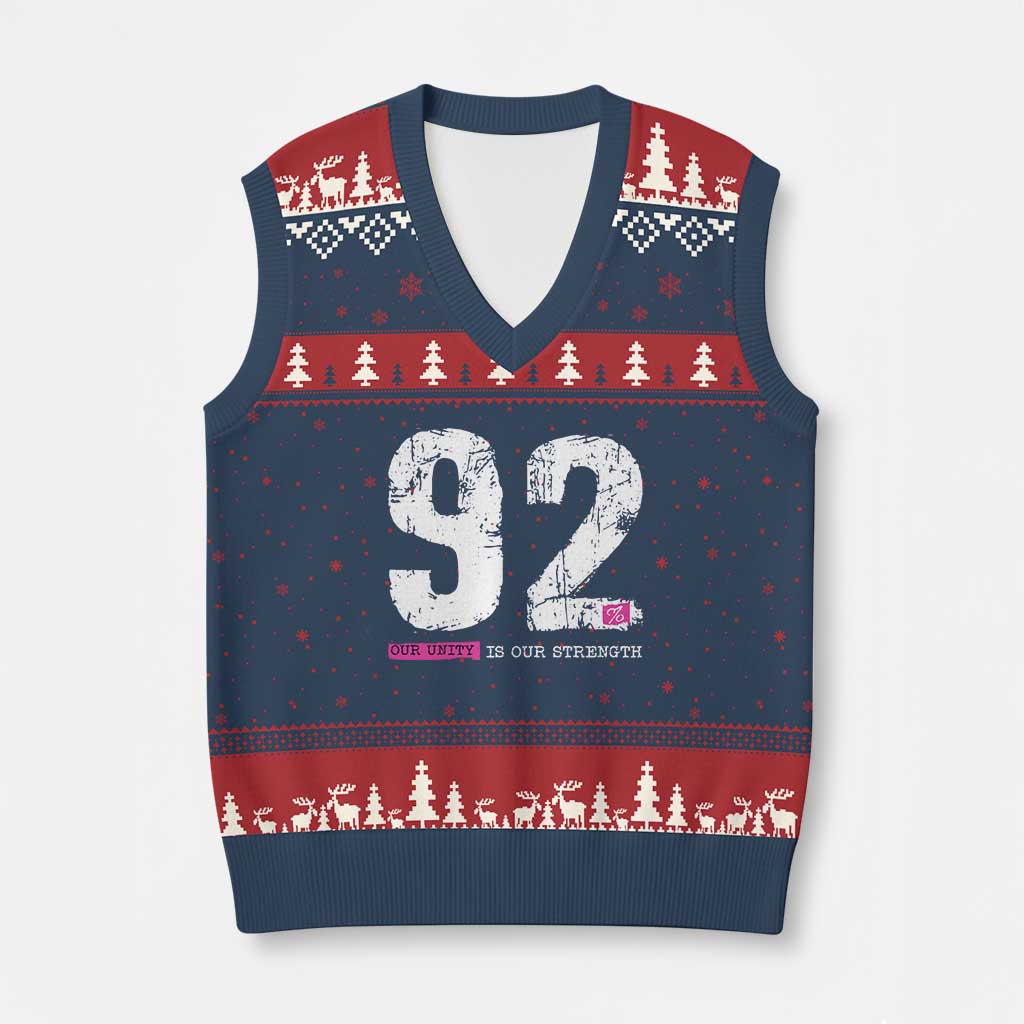 The 92% Black Women Power V-Neck Knit Sweater Vest Black History Month TS10 Navy Red Print Your Wear